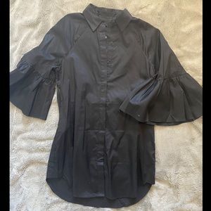 KENDALL+KYLIE black button down ruffle sleeve dress